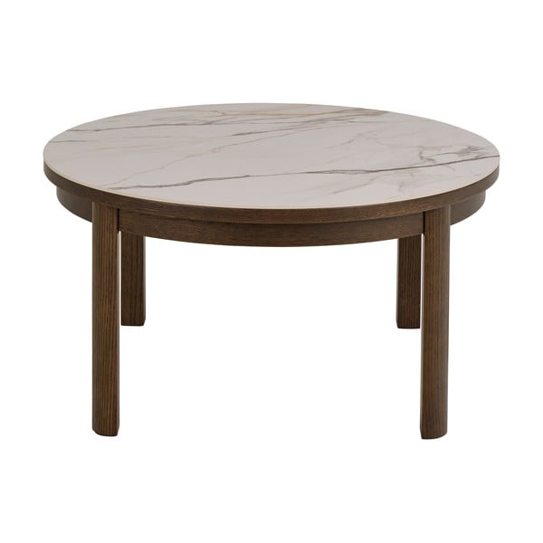 Tavolino da salotto rotondo beige/marrone scuro con piano in ceramica ø 90 cm Southampton – Actona-image-2