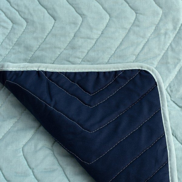 Copriletto trapuntato in cotone color menta e blu 180x260 cm Arista - Happy Friday-image-1