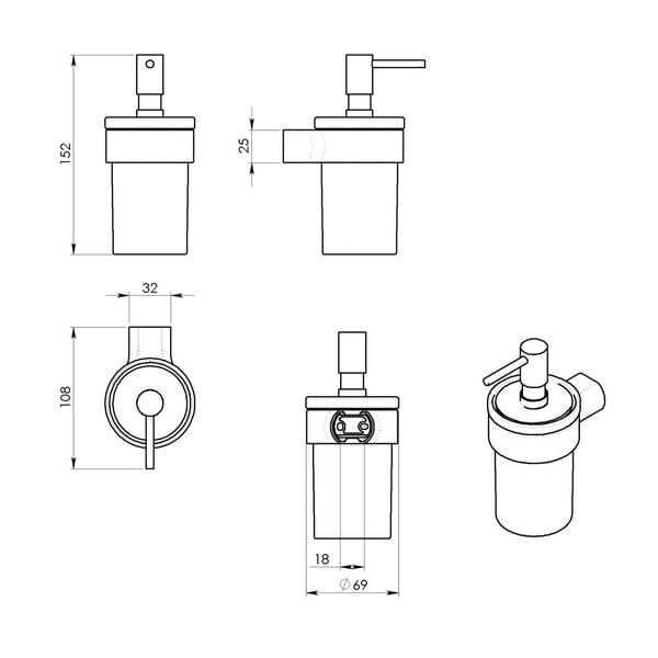 Dispenser di sapone a parete in vetro bianco-oro 110 ml Pirenei - Sapho-image-2