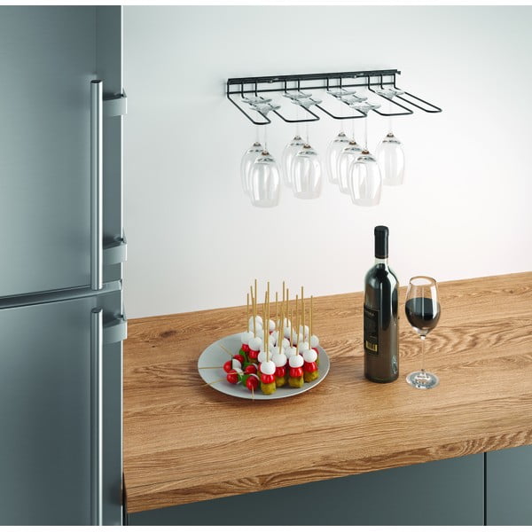 Portabicchieri da parete nero Bicchiere da vino - Metaltex-image-1