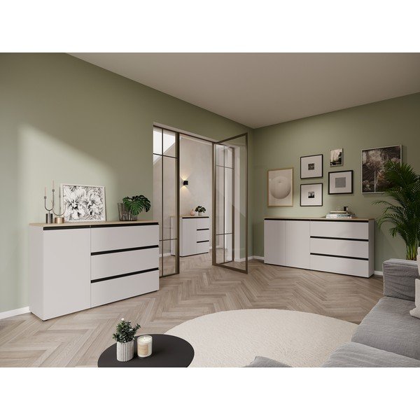 Credenza greige/colore naturale chiaro 135x91x41 cm Cormano – Germania-image-1