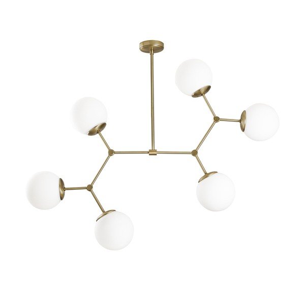 Lampadario bianco/color ottone con paralume in vetro Damar – Opviq lights-image-2