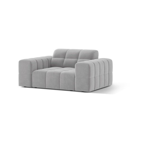Poltrona grigio chiaro con rivestimento in velluto Chicago – Cosmopolitan Design-image-1