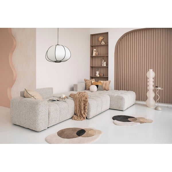 Divano angolare componibile beige allungabile/con contenitore (con penisola a destra) Lulu – Miuform-image-1