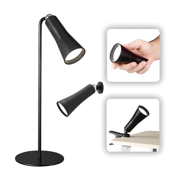 Lampada da tavolo LED nera opaca in metallo (altezza totale 36 cm) Maxi – Reality-image-1