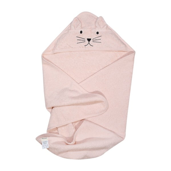 Asciugamano per neonato in cotone rosa con cappuccio 76x76 cm - Kindsgut-image-2