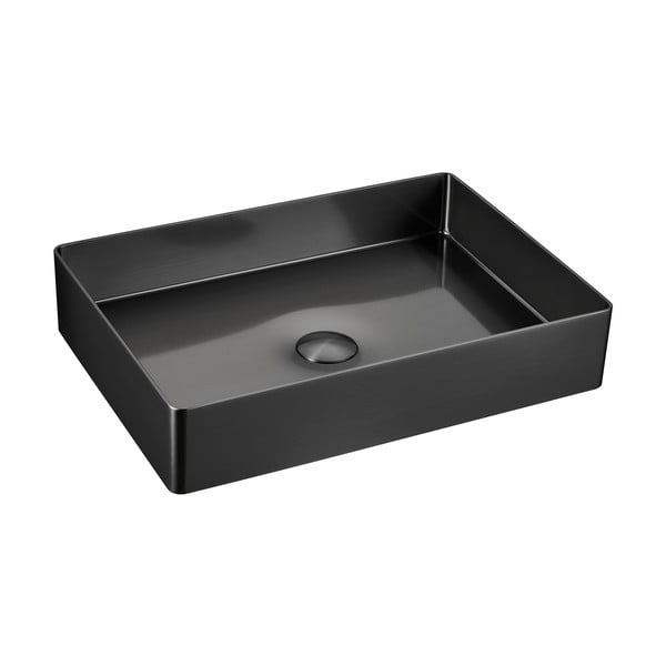 Lavabo nero in acciaio inox 50x35 cm Aurum – Sapho