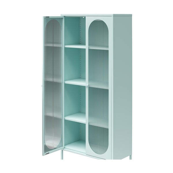 Vetrina in metallo azzurra 80x186x40 cm Luna - Støraa-image-3