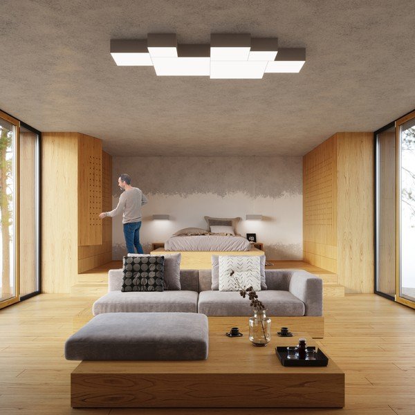 Lampada da soffitto grigia 25x25 cm Mitra - Sollux-image-4