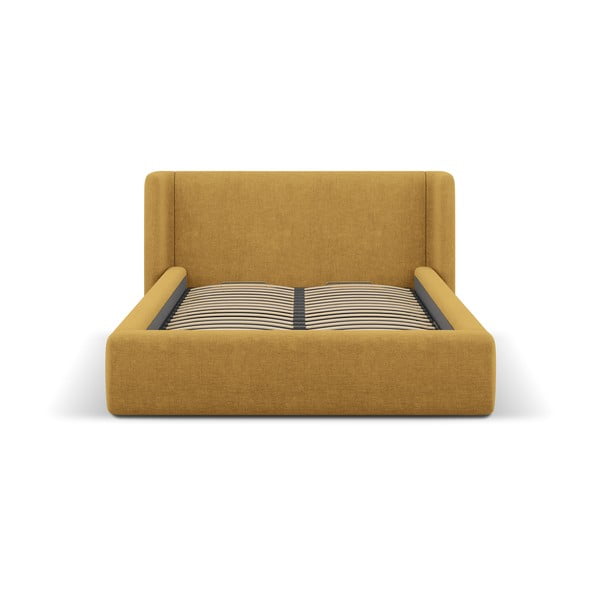 Letto matrimoniale imbottito color senape con contenitore con rete inclusa 180x200 cm Jason – Windsor & Co Sofas-image-3