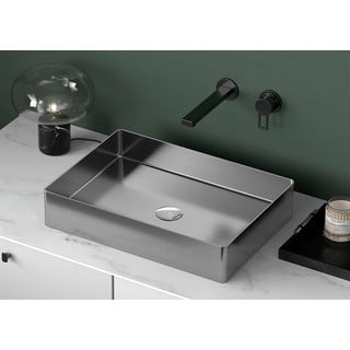 Lavabo argentato in acciaio inox 50x35 cm Aurum – Sapho