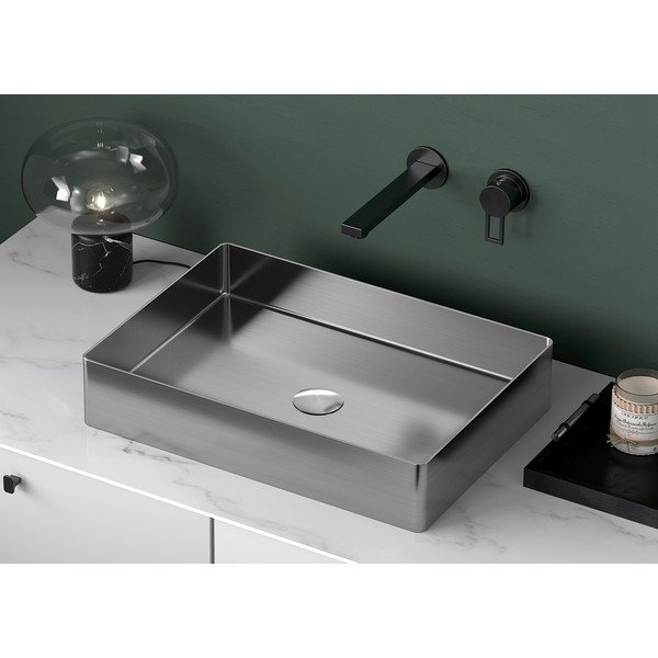 Lavabo argentato in acciaio inox 50x35 cm Aurum – Sapho-image-1