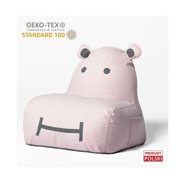 Pouf a sacco per bambini rosa chiaro Hippo – The Brooklyn Kids-image-2