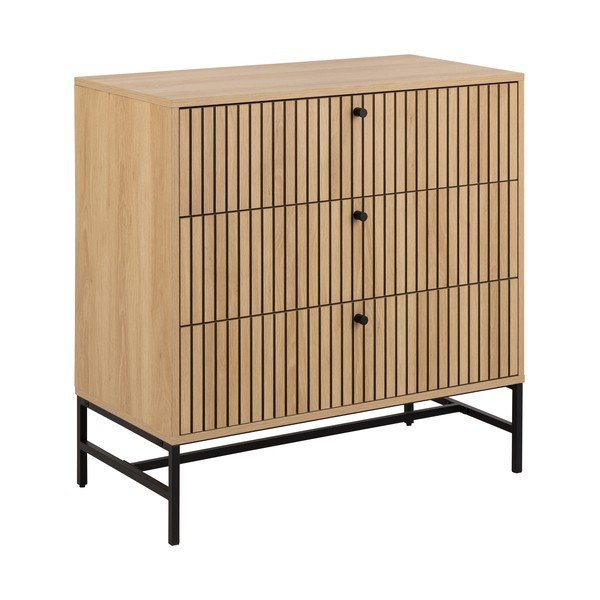 Cassettiera effetto rovere in colore naturale 81x80x40 cm Albany - Actona-image-1