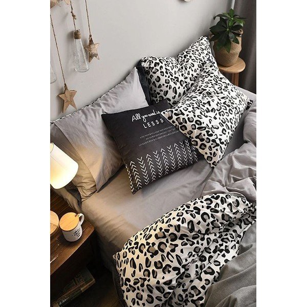 Lenzuolo matrimoniale in cotone bianco e grigio con lenzuolo 200x220 cm - Mila Home-image-3