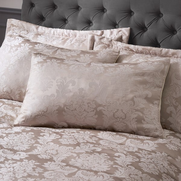 Biancheria da letto damascata beige per letto matrimoniale 200x200 cm Damask Jacquard - Catherine Lansfield-image-2