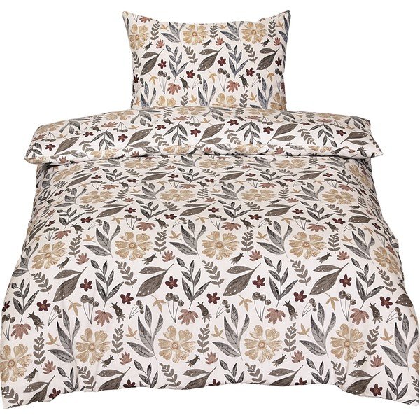 Set copripiumino e federa beige in cotone per letto singolo 140x200 cm Agatha – Cotton House