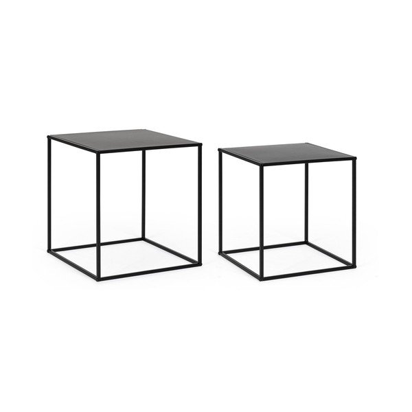 Set di tavolini da salotto neri in metallo 2 pz 38x38 cm Alrik – Yes Everyday-image-3