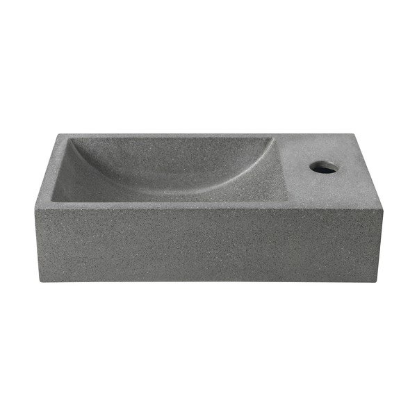 Lavabo in grigio scuro in calcestruzzo 40x22 cm Crest – Sapho-image-2