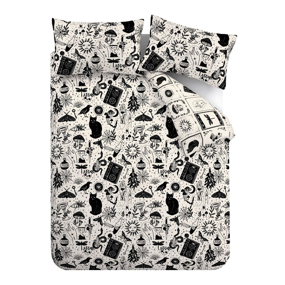 Set copripiumino e federa nero e beige per letto matrimoniale 200x200 cm Enchanted Witchcraft – Catherine Lansfield | Biancheria da letto