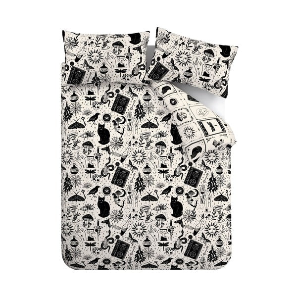Set copripiumino e federa nero e beige per letto matrimoniale 200x200 cm Enchanted Witchcraft – Catherine Lansfield