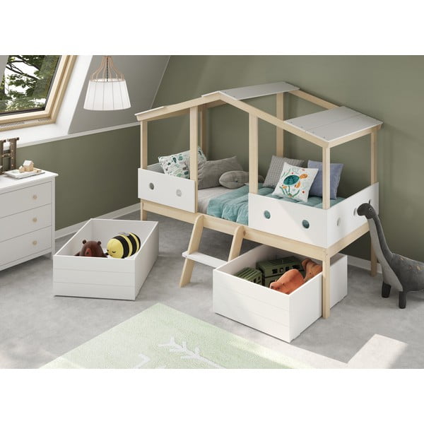 Letto bianco rialzato per bambini 90 x 190 cm Compte - Marckeric-image-4