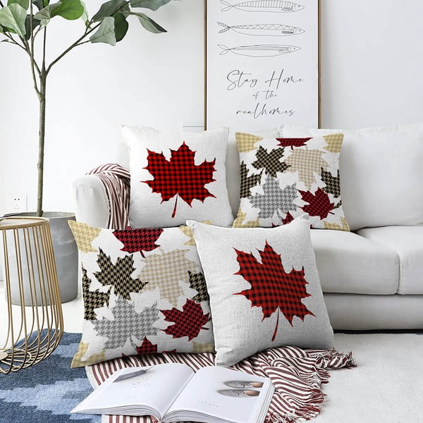 Set di 4 federe in ciniglia Foglie, 55 x 55 cm - Minimalist Cushion Covers