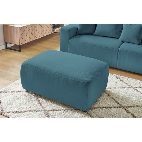 Pouf in velluto a coste blu Envy - Bobochic Paris-image-1