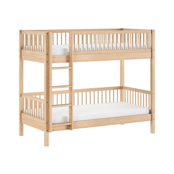 Letto da bambini a castello di colore naturale in faggio massiccio con rete inclusa 90x200 cm Forrest – Vipack