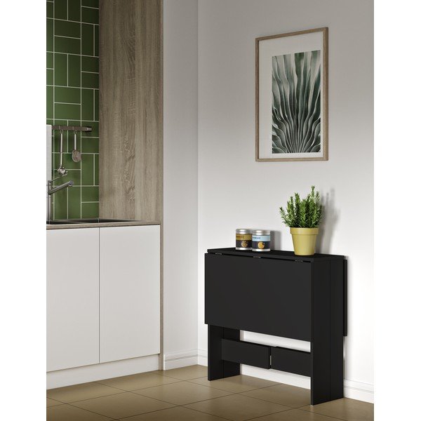 Tavolo da pranzo pieghevole con piano nero 76x28 cm Papillon - TemaHome-image-1