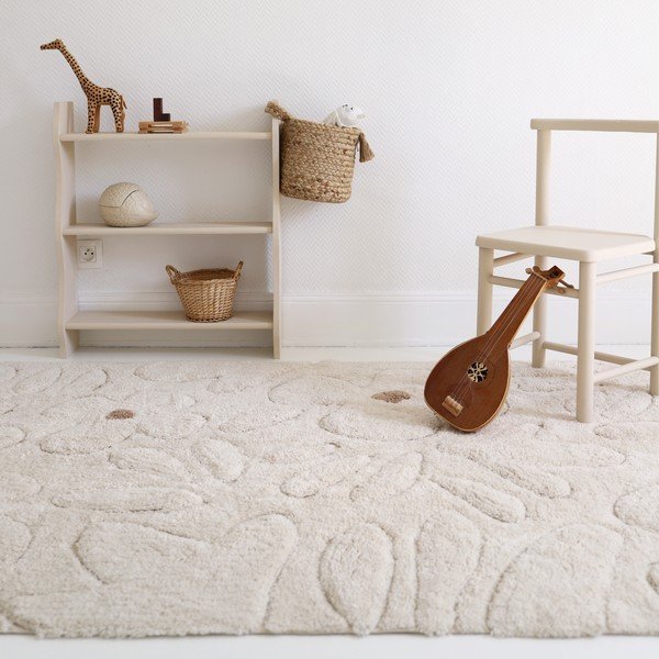 Tappeto per bambini color crema in cotone lavabile e tessuto a mano 120x180 cm Gentle Flora – Nattiot-image-1