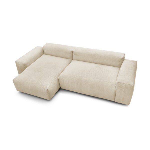 Divano angolare in velluto a coste beige (angolo sinistro) Lafayette - Bobochic Paris-image-3