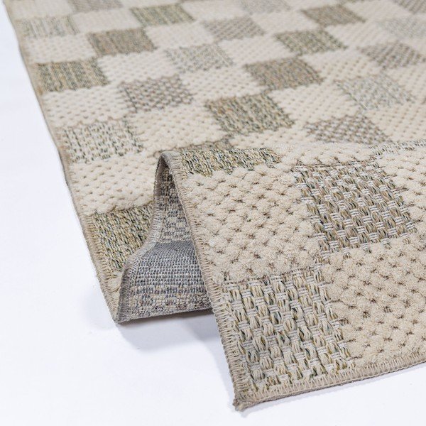 Passatoia verde in misto cotone lavabile 80x230 cm Muted Checkerboard – Flair Rugs-image-3