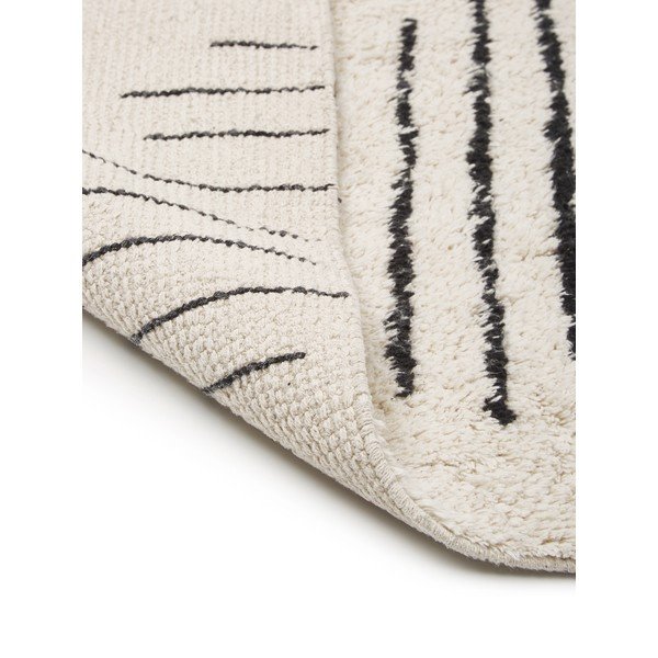 Tappeto in cotone beige e nero tessuto a mano , 80 x 150 cm Fini - Westwing Collection-image-3