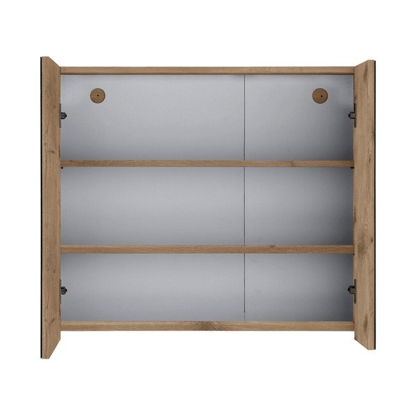 Mobile bagno effetto quercia colore naturale da parete con specchio 80x70 cm Wisla - Støraa-image-2