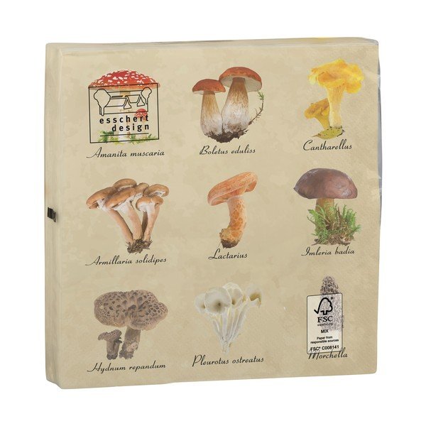 Sada 2 balení ubrousků po 20 kusech Esschert Design Mushroom