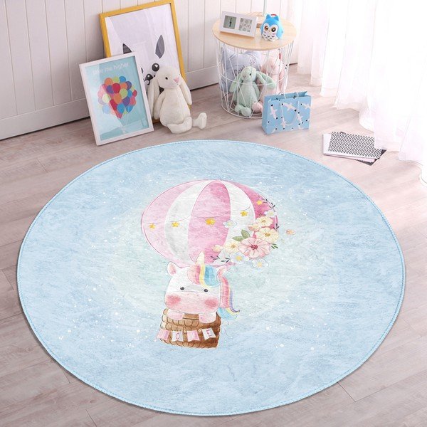 Tappeto azzurro per bambini ø 100 cm Comfort - Mila Home-image-2