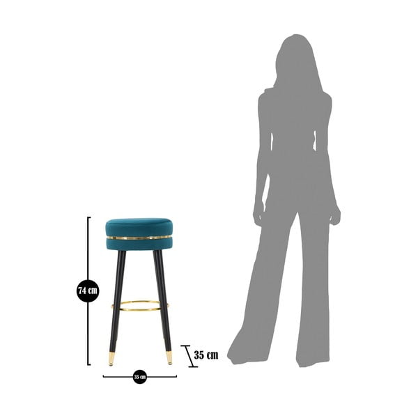 Sedia da bar turchese in imbottito (altezza della seduta 74 cm) Paris – Mauro Ferretti-image-3