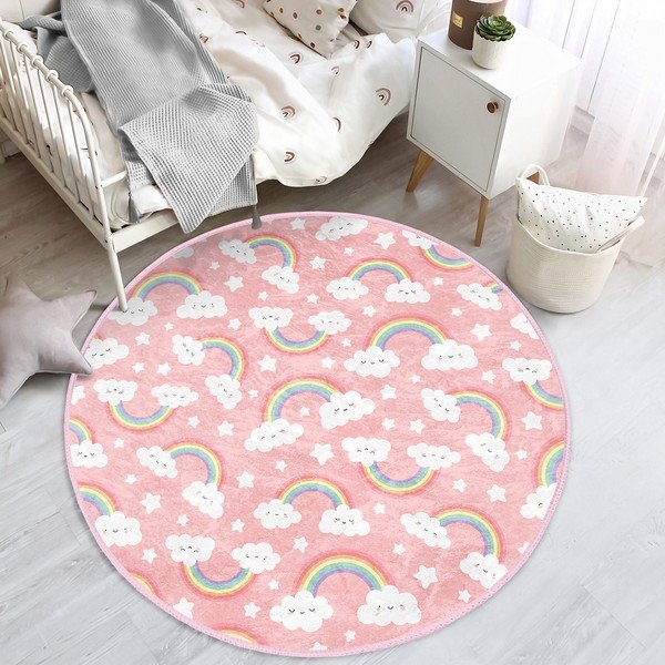 Tappeto rosa per bambini ø 120 cm Comfort - Mila Home-image-1