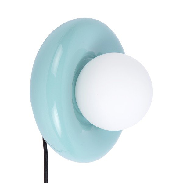 Lampada da parete azzurra in ceramica con alimentazione a corrente Catania Ring – Leitmotiv