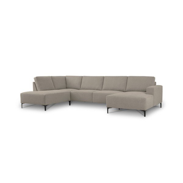 Divano angolare marrone chiaro (con penisola a sinistra/a U) con rivestimento in ciniglia Fabian – Scandic-image-2