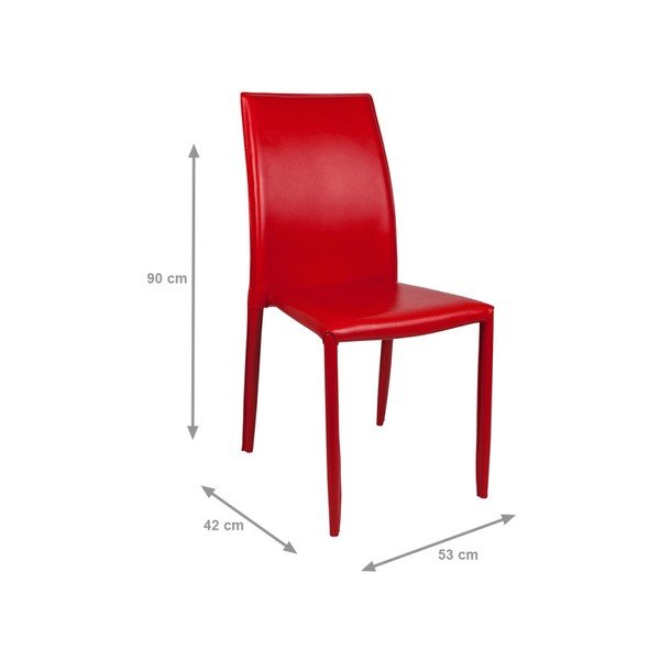 Sedia da pranzo rossa con rivestimento in ecopelle Faux - Evergreen House-image-3