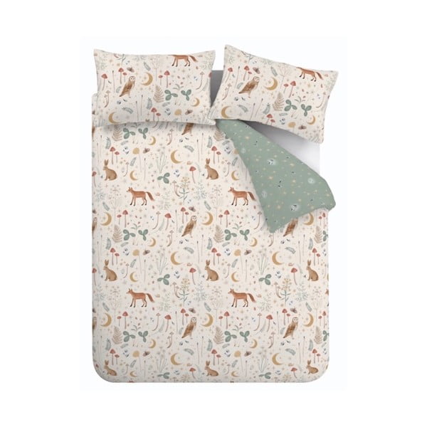 Biancheria da letto beige-verde per letto matrimoniale 200x200 cm Enchanted Twilight Animals - Catherine Lansfield