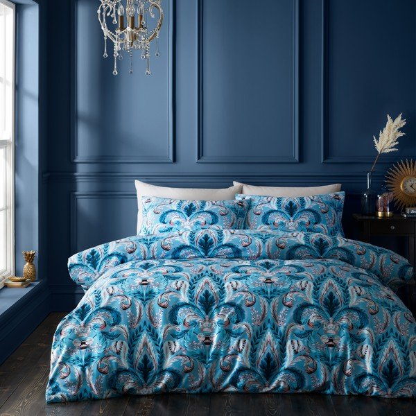 Biancheria da letto singola blu 135x200 cm Bridgerton - Catherine Lansfield-image-1