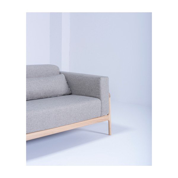 Divano grigio con struttura in rovere massiccio, 240 cm Fawn - Gazzda-image-4