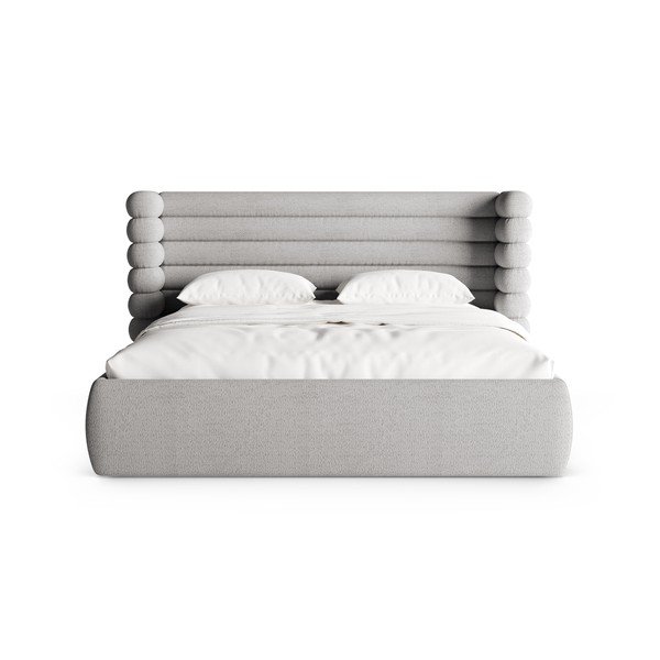 Letto matrimoniale imbottito grigio con contenitore con rete inclusa 200x200 cm Mount – Micadoni -image-4