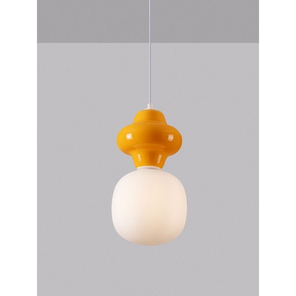 Lampadario bianco/arancione in ceramica con paralume in vetro ø 18 cm Clio – Nova Luce-image-2