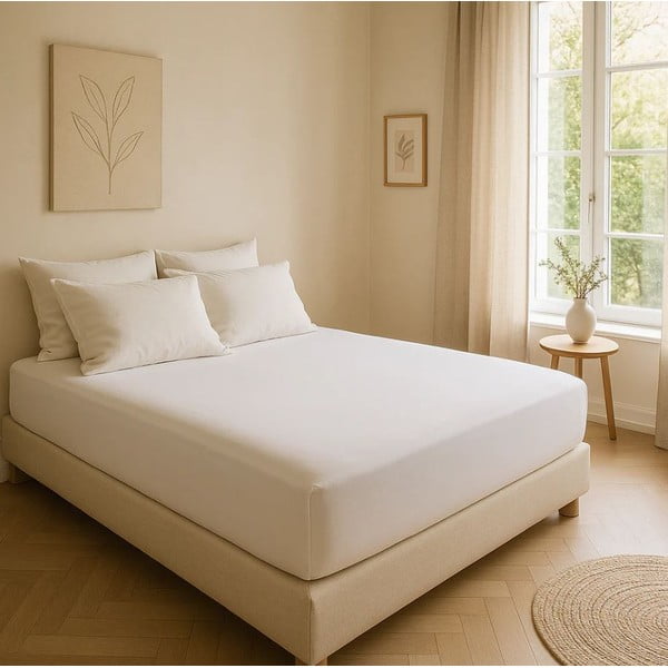 Lenzuolo con angoli bianco in cotone renforcé 200x140 cm Ranforce – Mila Home Luxury-image-4