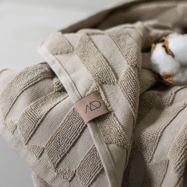 Telo da bagno in cotone beige 70x133 cm Geo - Mette Ditmer Denmark-image-2