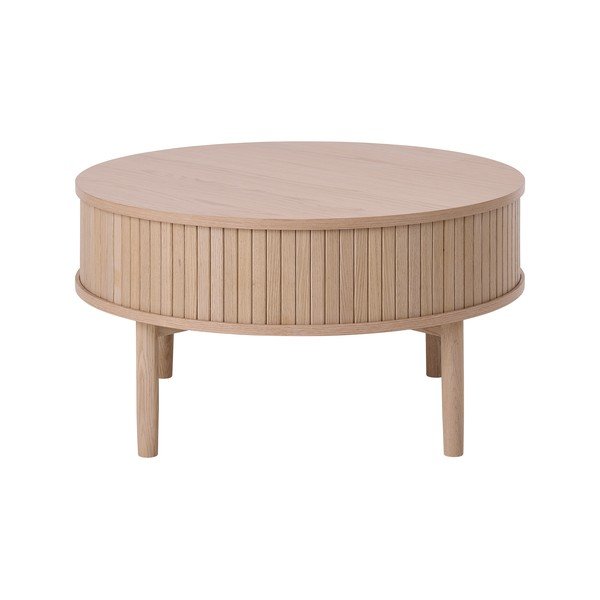 Tavolino da salotto rotondo colore naturale chiaro con effetto rovere ø 85 cm Meta – Unique Furniture